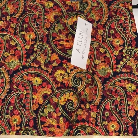 ATUN Girls Red & Navy Embroidered Dress With Tulle Overlay Size 13-14Y - Picture 8 of 9